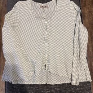 Flax Green and White Checkered Top